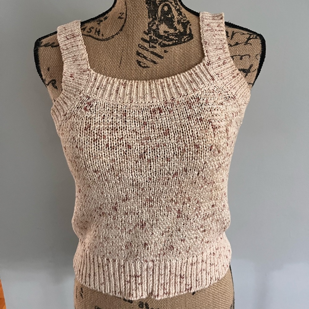 LOFT Cream and Pink Knit Top